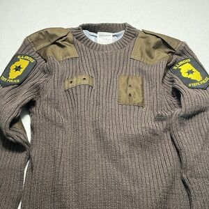 Blauer Illinois State Police XL Brown Wind Stopper Gore Wool Commando Sweater